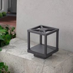 Lucande LED sokkellamp Lealan, zwart, metaal, 23 cm, IP54