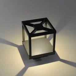 Lucande LED sokkellamp Lealan, zwart, metaal, 23 cm, IP54