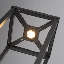 Lucande LED sokkellamp Lealan, zwart, metaal, 23 cm, IP54