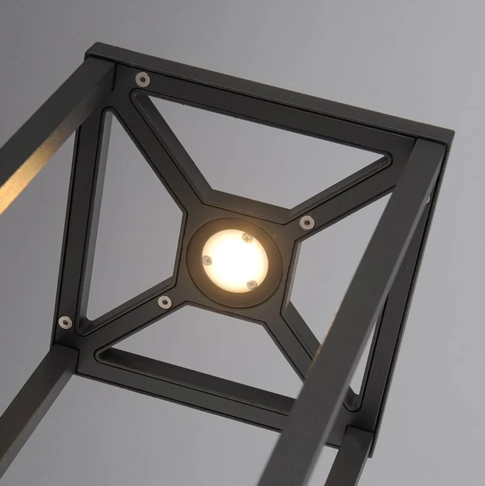 Lucande LED sokkellamp Lealan, zwart, metaal, 23 cm, IP54