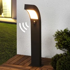 Lucande LED sokkellamp Lennik, sensor, 60 cm, antraciet