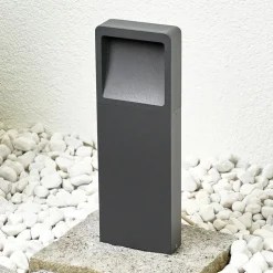 Lucande LED sokkellamp Leya, 35 cm, antraciet, metaal, IP54