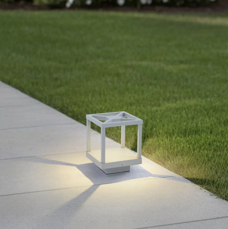 Lucande LED sokkellamp Lealan, grijs, metaal, 23 cm, IP54