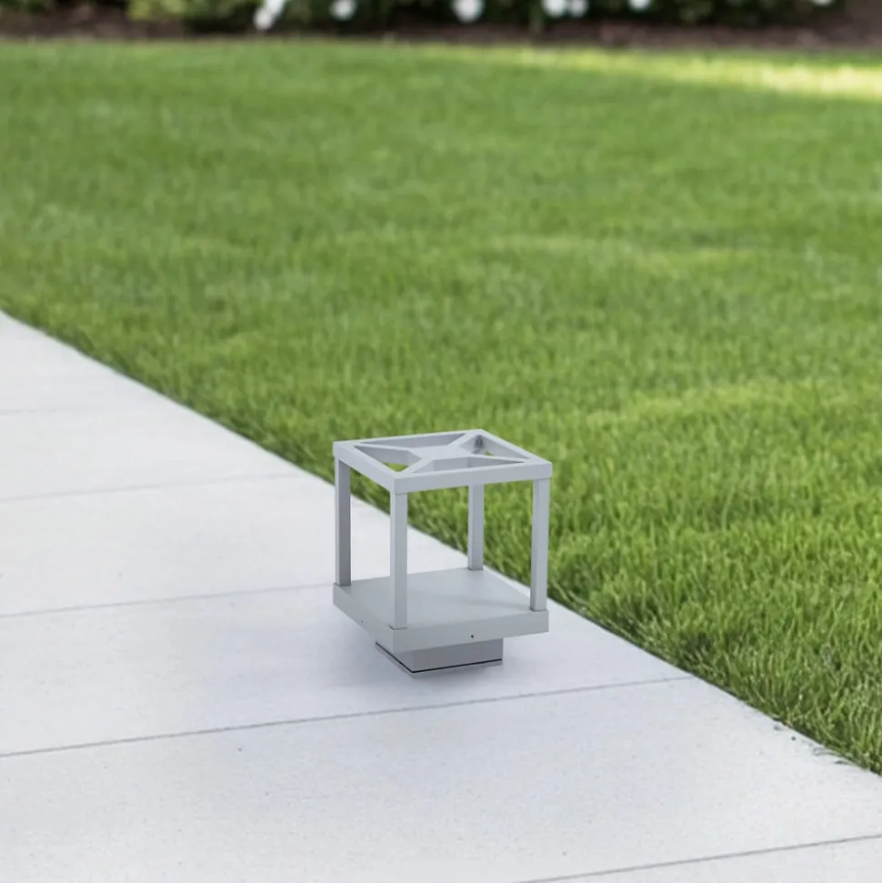 Lucande LED sokkellamp Lealan, grijs, metaal, 23 cm, IP54