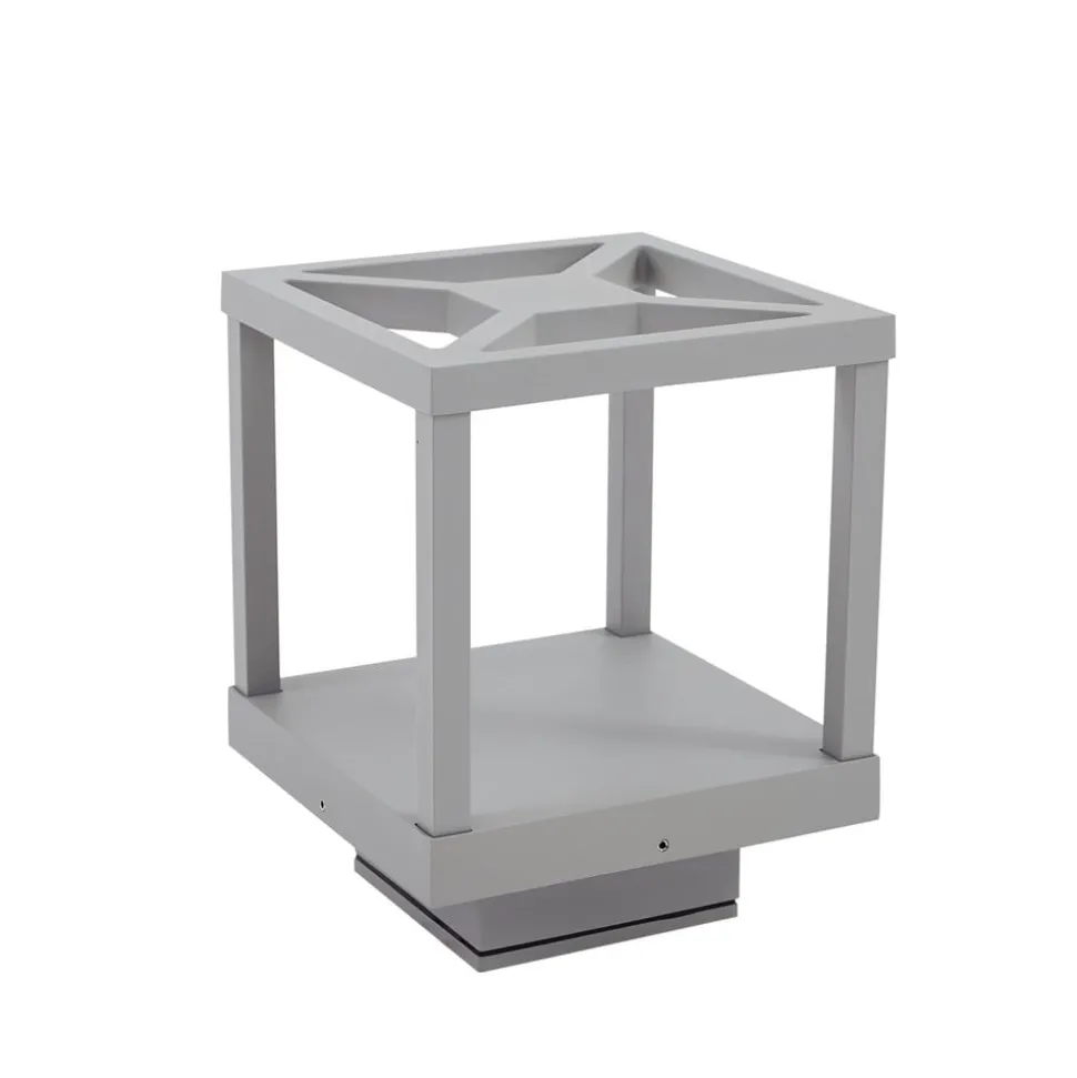 Lucande LED sokkellamp Lealan, grijs, metaal, 23 cm, IP54