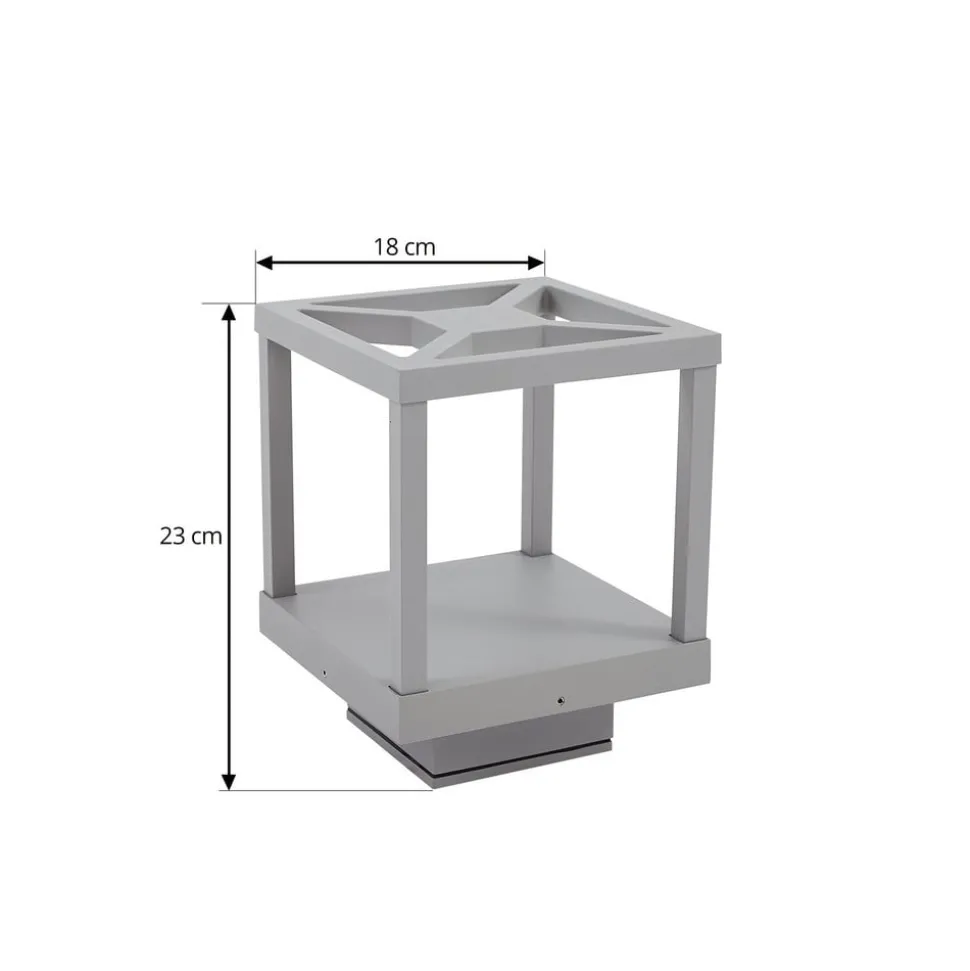 Lucande LED sokkellamp Lealan, grijs, metaal, 23 cm, IP54