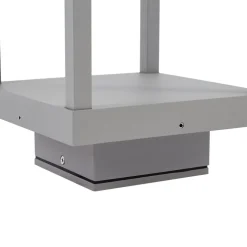 Lucande LED sokkellamp Lealan, grijs, metaal, 23 cm, IP54