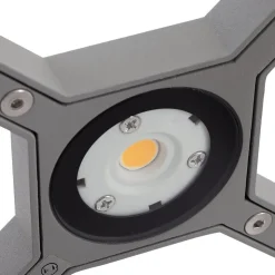 Lucande LED sokkellamp Lealan, grijs, metaal, 23 cm, IP54