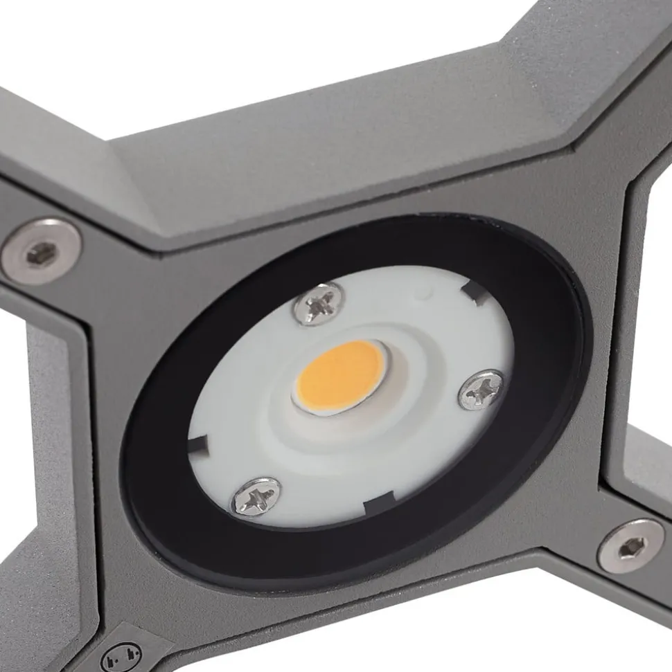 Lucande LED sokkellamp Lealan, grijs, metaal, 23 cm, IP54