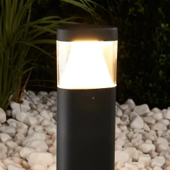 Lucande LED sokkellamp Milou, hoogte 30 cm, antraciet, aluminium