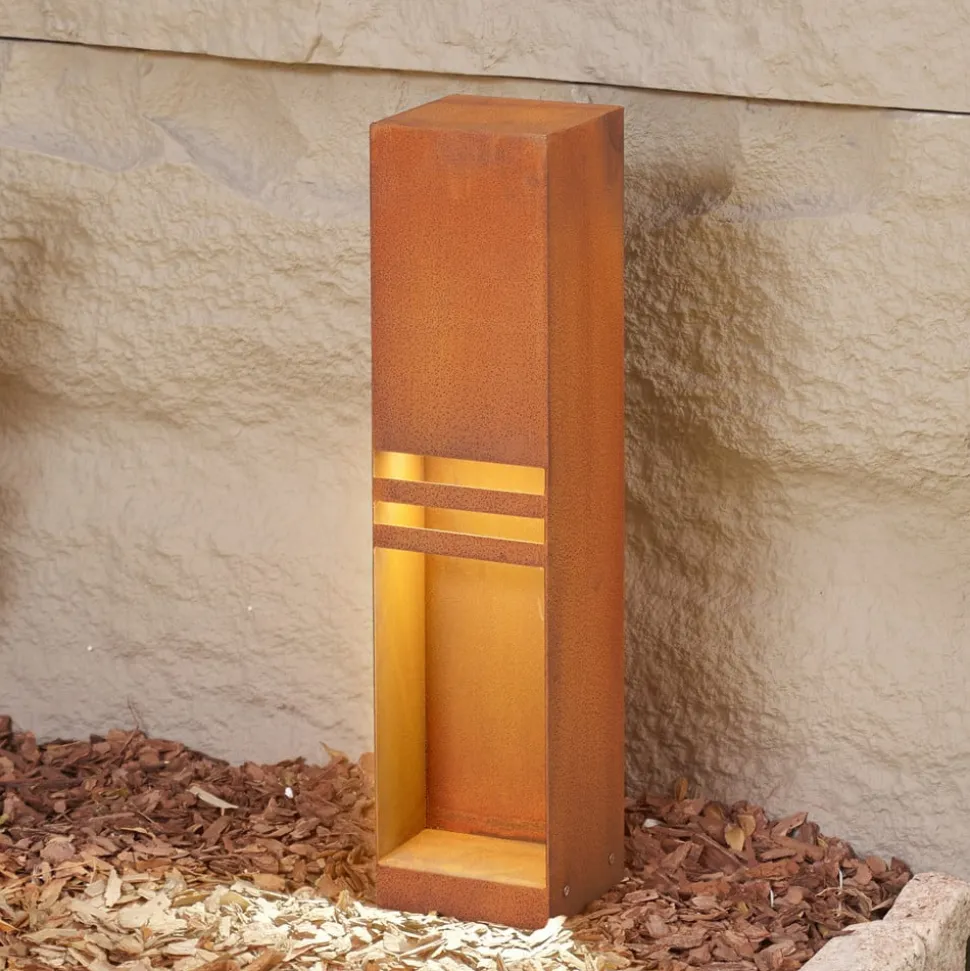 Lucande LED sokkellamp Oxido, roestkleurig, cortenstaal