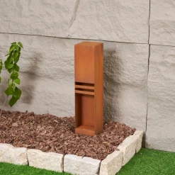 Lucande LED sokkellamp Oxido, roestkleurig, cortenstaal