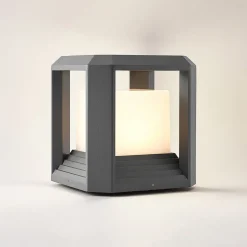 Lucande LED sokkellamp Serenella, antraciet, metaal, 27cm