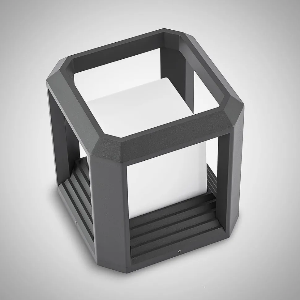 Lucande LED sokkellamp Serenella, antraciet, metaal, 27cm