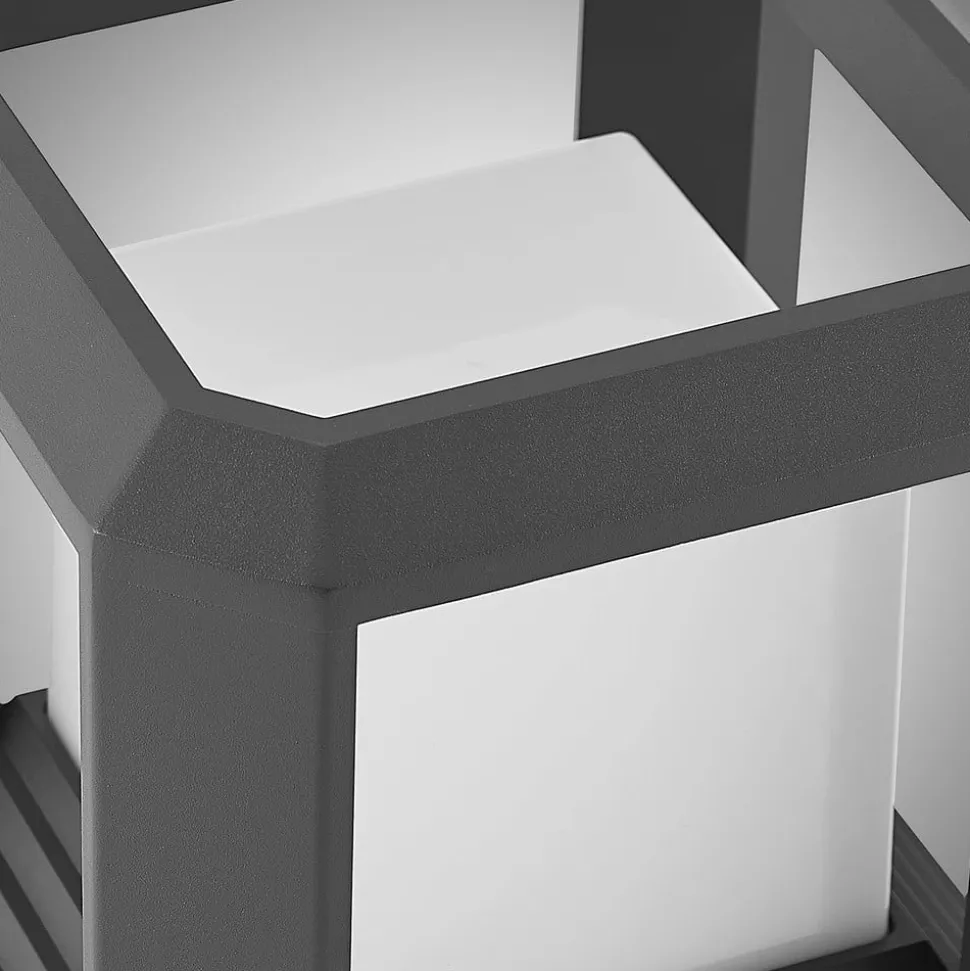 Lucande LED sokkellamp Serenella, antraciet, metaal, 27cm