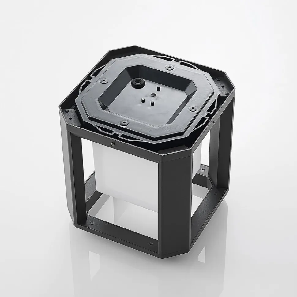 Lucande LED sokkellamp Serenella, antraciet, metaal, 27cm