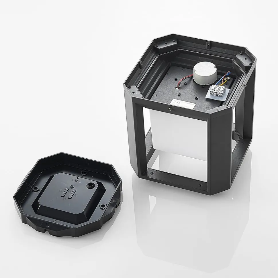 Lucande LED sokkellamp Serenella, antraciet, metaal, 27cm