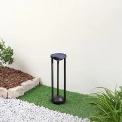 Lucande LED solar padlamp Nilea, Ø 16 cm, zwart, sensor