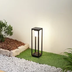 Lucande LED solar padverlichting Nilea, 50 cm, zwart, sensor