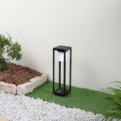 Lucande LED solar padverlichting Nilea, 50 cm, zwart, sensor