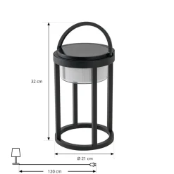 Lucande LED solar tafellamp Tilena, rond, zwart, dimbaar