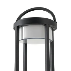 Lucande LED solar tafellamp Tilena, rond, zwart, dimbaar