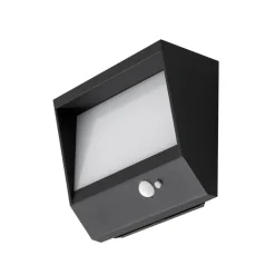 Lucande LED solar wandlamp Dava, 14 cm hoog, aluminium, sensor