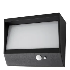 Lucande LED solar wandlamp Dava, 14 cm hoog, aluminium, sensor