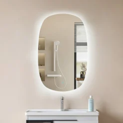 Lucande LED spiegel Celestiel, ovaal, verwarmbaar, CCT, 80 cm