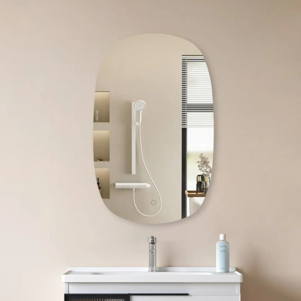 Lucande LED spiegel Celestiel, ovaal, verwarmbaar, CCT, 80 cm