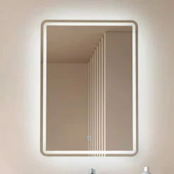 Lucande LED spiegel Celestiel, hoekig, verwarmbaar, CCT, 70 cm
