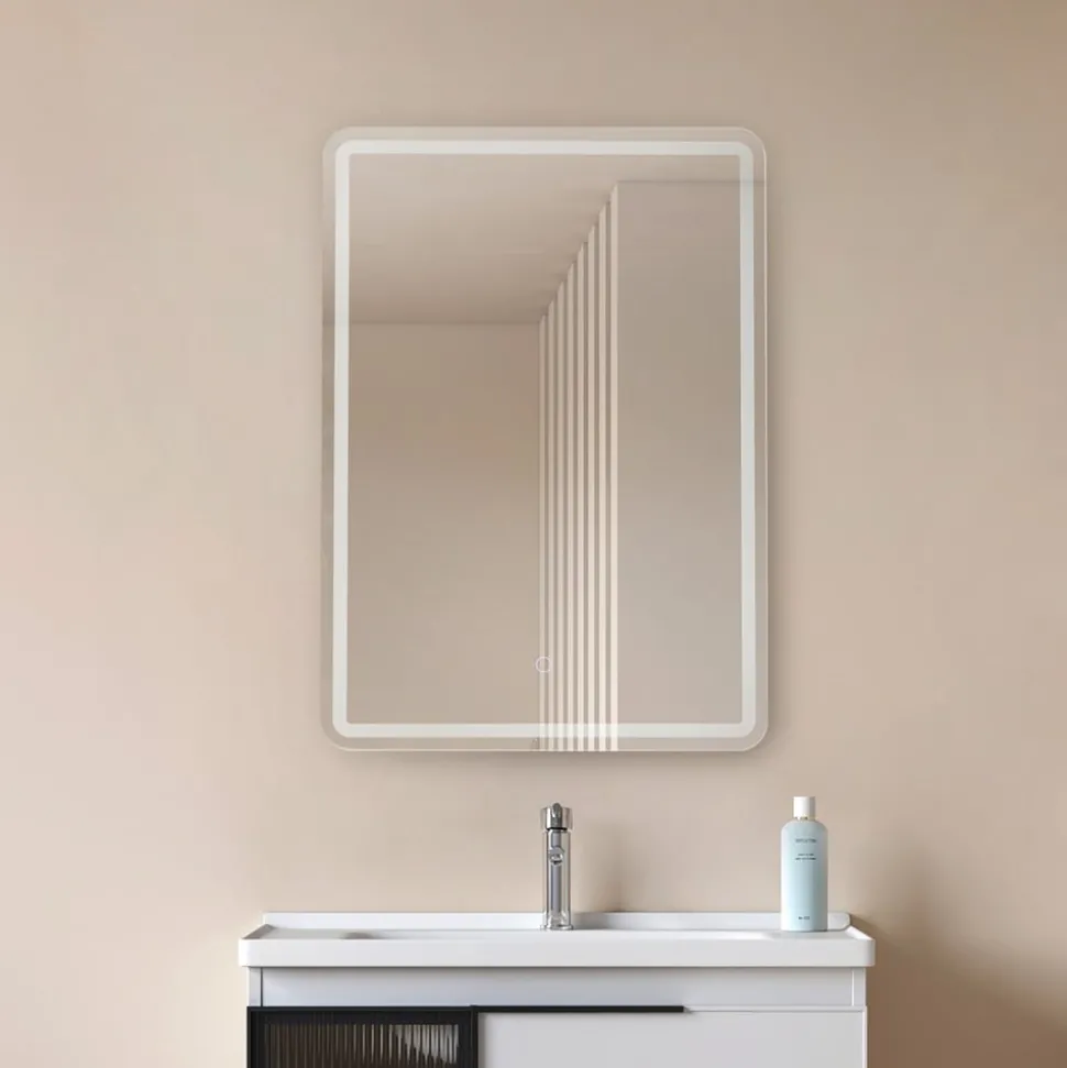 Lucande LED spiegel Celestiel, hoekig, verwarmbaar, CCT, 70 cm