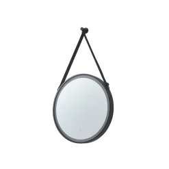 Lucande LED spiegel Lelin, Ø 45 cm, zwart, aluminium, CCT