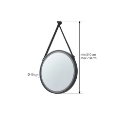 Lucande LED spiegel Lelin, Ø 45 cm, zwart, aluminium, CCT