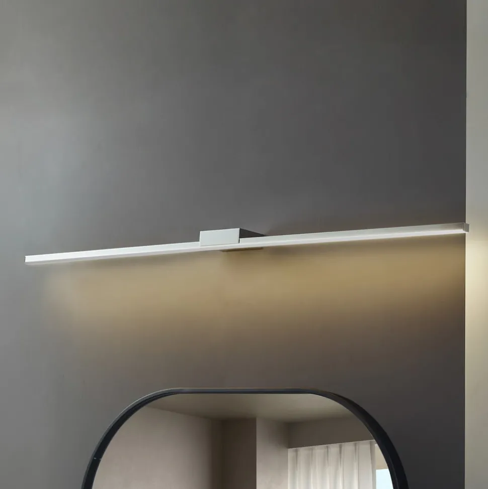 Lucande LED spiegellamp Kivana, chroom, metaal, 120cm, IP44