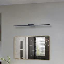 Lucande LED spiegellamp Kivana, zwart, metaal, 90cm, IP44