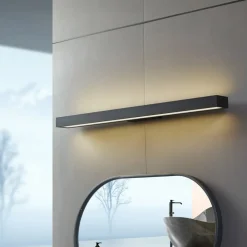 Lucande LED spiegellamp Zafira, zwart, aluminium, 90 cm, IP44