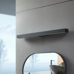 Lucande LED spiegellamp Zafira, zwart, aluminium, 90 cm, IP44