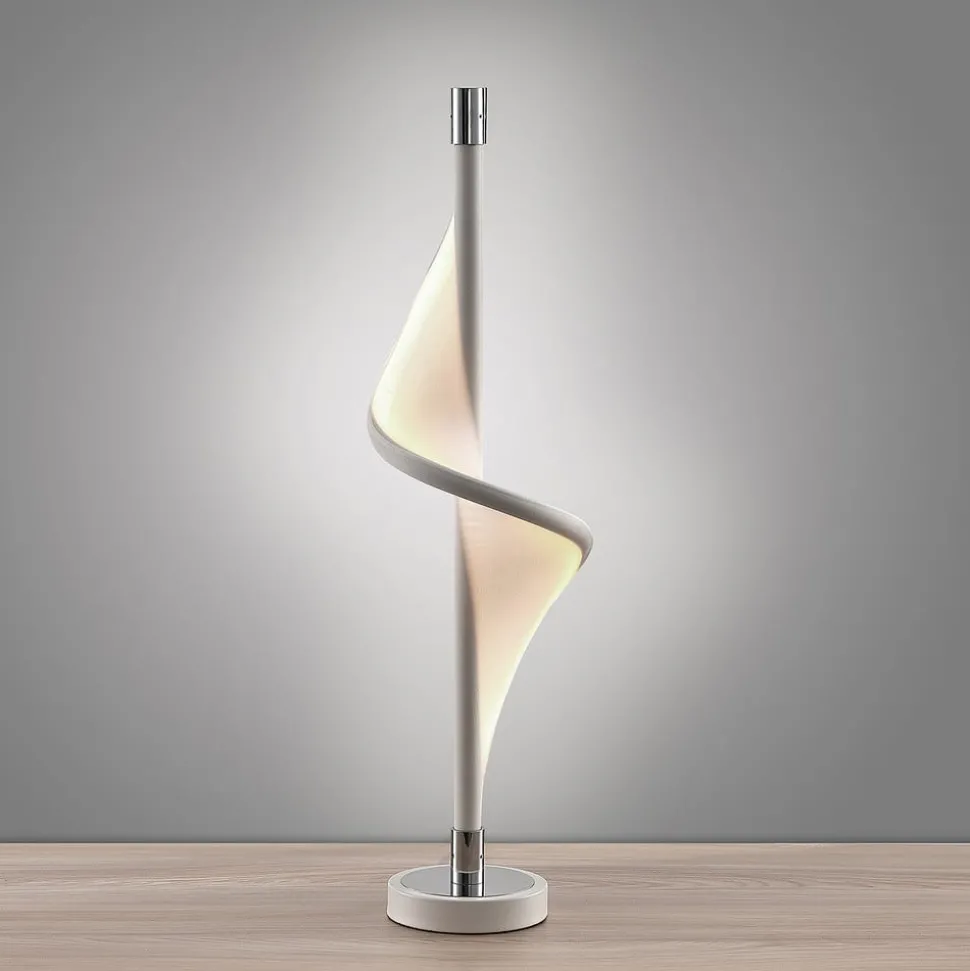 Lucande LED tafellamp Edano, 60 cm, wit, textiel, dimbaar