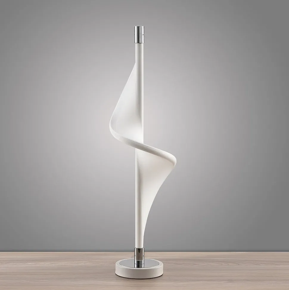 Lucande LED tafellamp Edano, 60 cm, wit, textiel, dimbaar