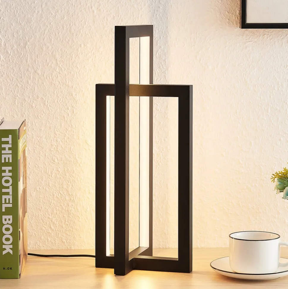 Lucande LED tafellamp Hylda, hoogte 42 cm, zwart, aluminium