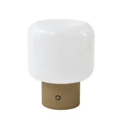 Lucande LED tafellamp Katrin Palm, beige, glas