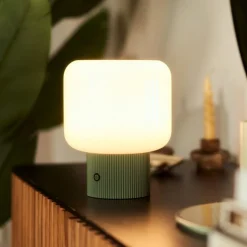 Lucande LED tafellamp Katrin Palm, groen, glas