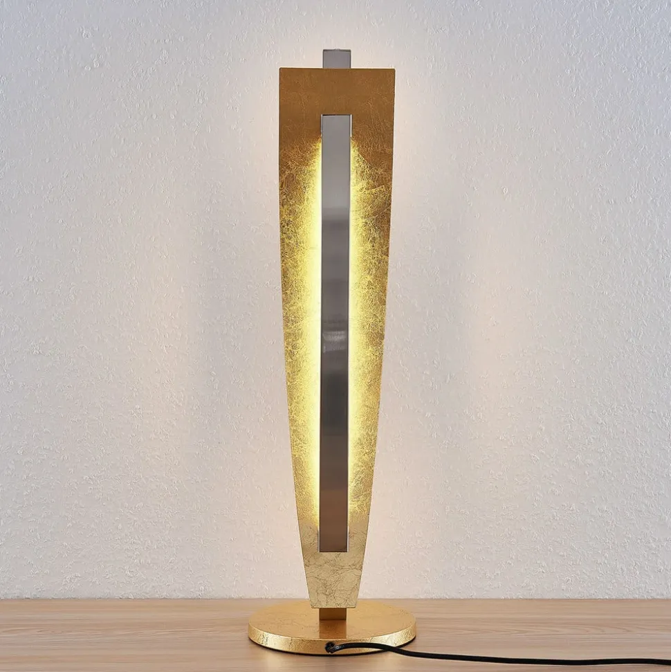 Lucande LED tafellamp Marija, goudkleurig, dimbaar, 62 cm