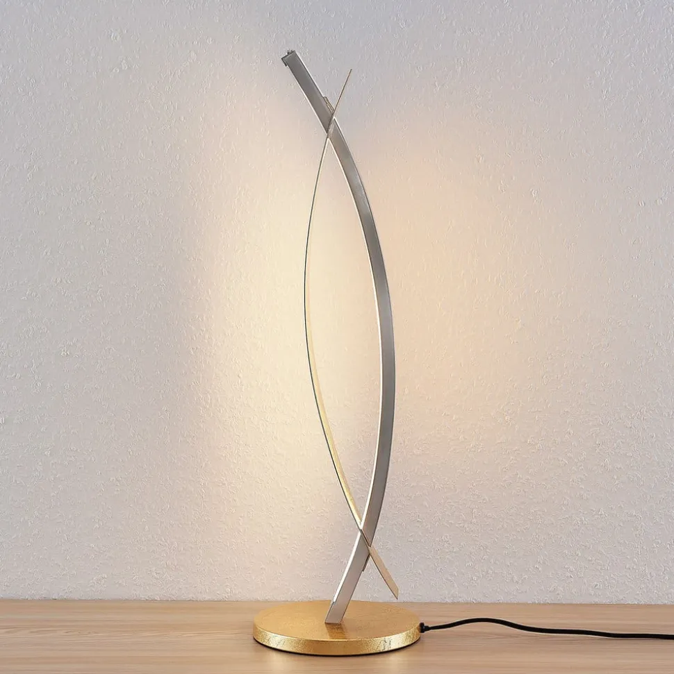 Lucande LED tafellamp Marija, goudkleurig, dimbaar, 62 cm