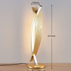 Lucande LED tafellamp Marija, goudkleurig, dimbaar, 62 cm