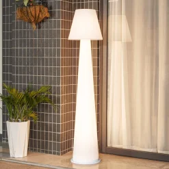 Lucande LED terraslamp Gauri, wit, 153 cm, IP44