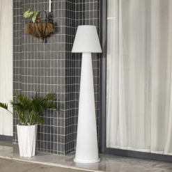 Lucande LED terraslamp Gauri, wit, 153 cm, IP44