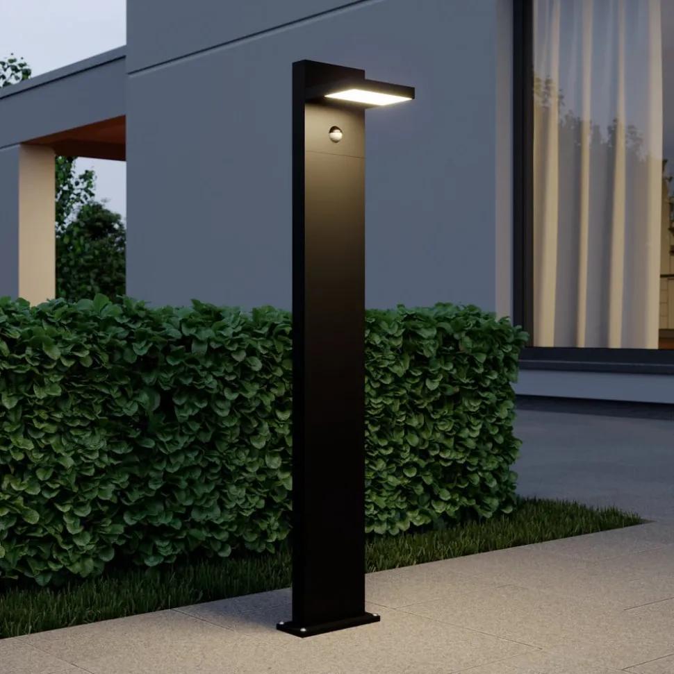 Lucande LED tuinpadverlichting Silvan, 100 cm, sensor, antraciet