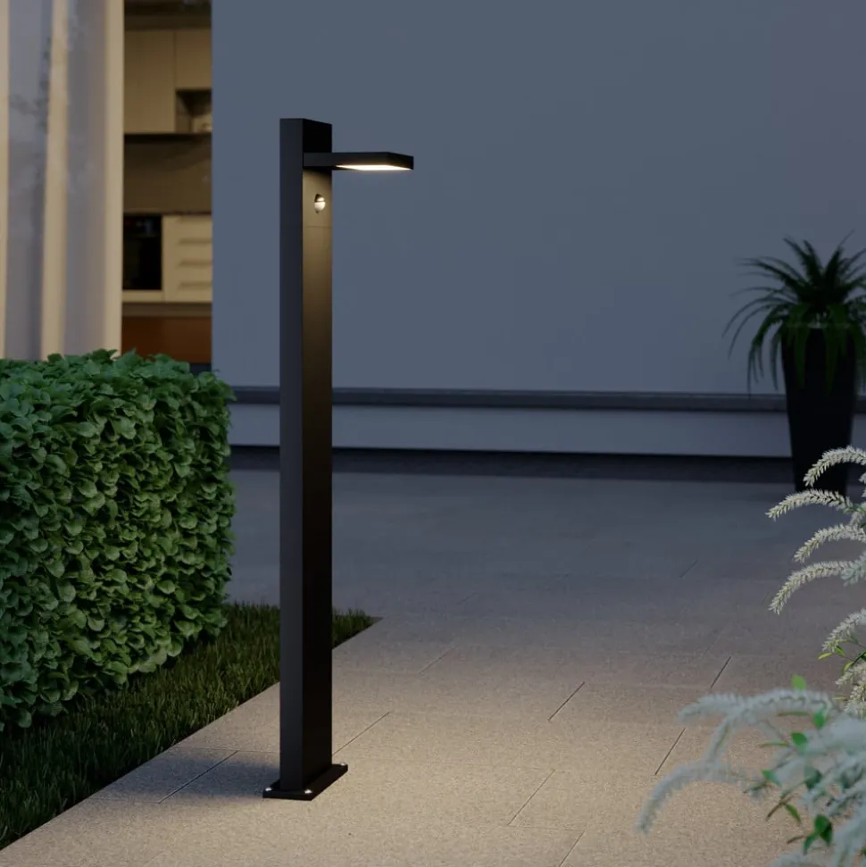 Lucande LED tuinpadverlichting Silvan, 100 cm, sensor, antraciet